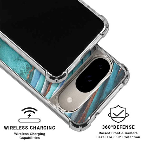 Turquoise Watercolor Geode Google Pixel 10 Clear Case